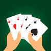 Hand holding playing cards on green background. Hand holding four aces. Poker...